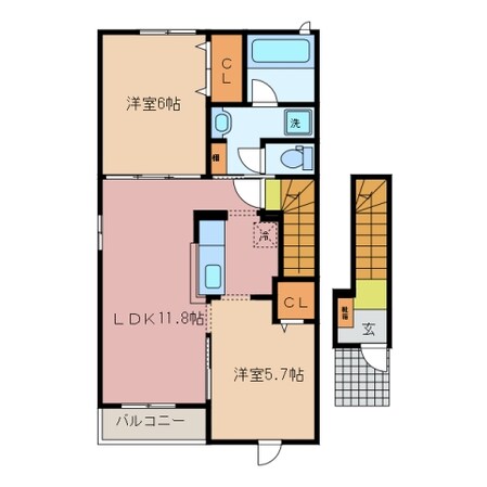 川越富洲原駅 徒歩9分 2階の物件間取画像